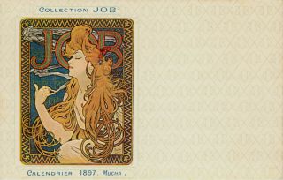   1897 Calendrier Job Cigarette Papers Art Nouveau Postcard