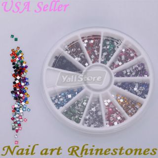 1800 Pcs 2 0mm Square Shape Nail Art Rhinestones Glitters Wheel