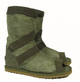 Australia Luxe Collective Makkesh Knit Suede Canvas Olive Open Toe 