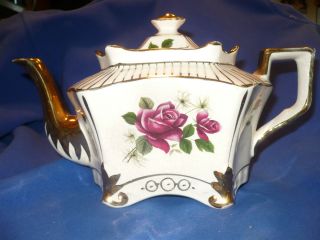 Lovely English Arthur Wood Rose Bud Gold Tea Pot