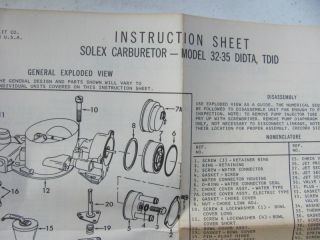 Solex 32 35 DIDTA TDID Carburetor Rebuild Kit Carter 902 957