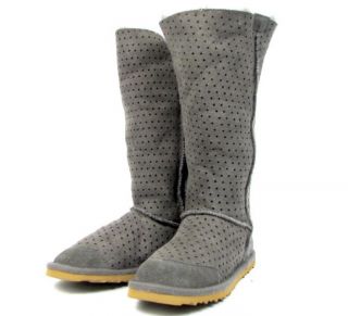 215 Australia Luxe Oasis Sheepskin Shearling Suede Grey Perforated 