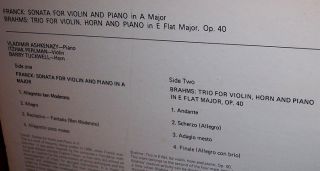 Perlman Ashkenazy 1969 Franck Son Brahms Trio UK London Early ffrr St 