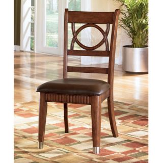 ASHLEY LASALLE BROWN DINING ROOM SIDE CHAIR W/ FAUX LEATHER   FREE 