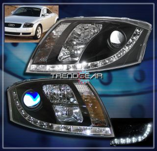 99 07 Audi TT DRL LED Projector Headlight Lamp Black 00 01 02 03 04 05 