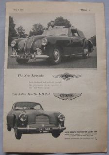 1954 Aston Martin DB 2 4 Lagonda Original Advert