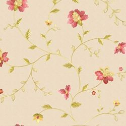 Designer Audra Cream Pink Yellow Floral Embroidered Faux Silk Fabric 
