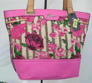 Guess Pink Azura Floral Tote Bag Shoulder Purse WOW RARE