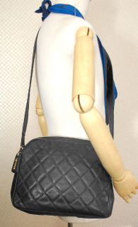 CHANEL Black Caviar Leather Messenger Shoulder Crossbody Bag Purse