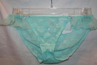 New B temptD Wacoal Lace Bikini Panty Seafoam Sheer Brilliance Size L 