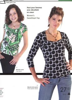Jalie Sweetheart Top w Cap or 3 4 Sleeve 27 Sizes Miss Girl Sewing 