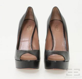 Azzedine ALAIA Black Leather Peep Toe Platform High Heels Size 38 5 