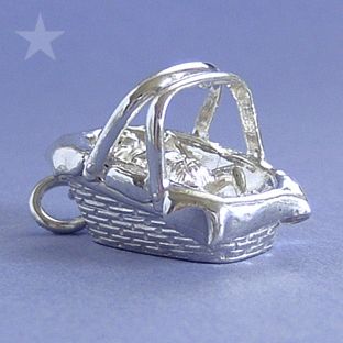 Baby Basket Carry Cot Bed Sterling Silver Charm Pendant