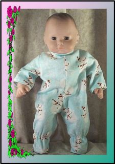 Doll Clothes Baby Pajamas Snowman Fit 14 16 inch American Girl Bitty 