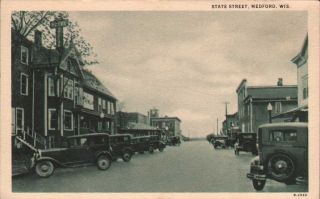   Vintage Medford Wisconsin Wis Wi State Street Hotel Early Autos