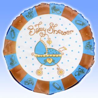18 Blue Boy Baby Shower Joy Round Foil Party Balloon
