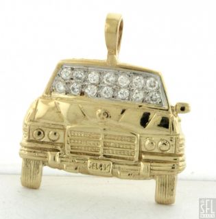 HEAVY VINTAGE 14K GOLD .56CT DIAMOND CLUSTER GERMAN CAR PENDANT