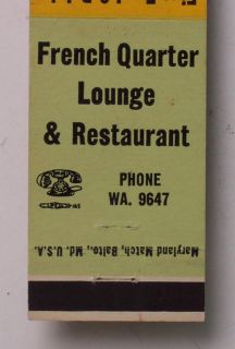 1940s Matchbook Maurice Motel French Quarter Buffalo NY