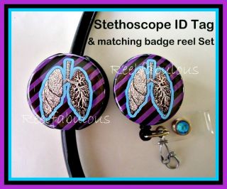 RESPIRATORY THERAPIST Badge Reel and Stethoscope ID Tag Combo Set
