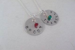Custom Personalized Birthstone Silver Circle Necklace