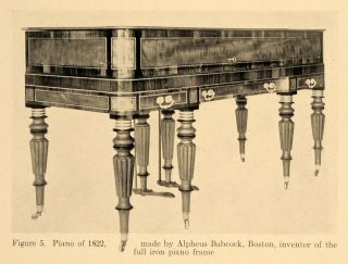 1920 Print 1822 Piano Alpheus Babcock Boston Iron Frame