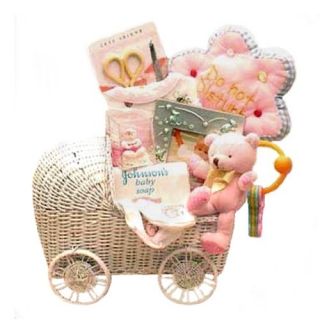 Features of Keepsake Baby Mini Wicker Carriage Shaped Gift Basket 