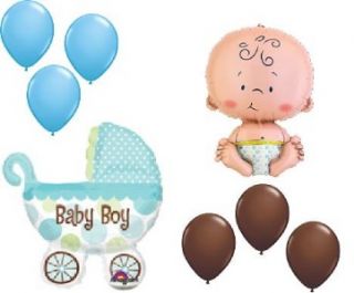 Baby Shower Balloons Welcome Boy Chocolate Blue Buggy