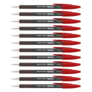 12 Sanford Saga Refillable Red Medium Ball Point Pens