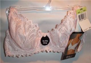 bali pink lace desire no slip strap bra 34b nwt $ 34