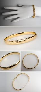 Big Cat Cheetah Print Design Bangle Bracelet Solid 14k Gold Fine 