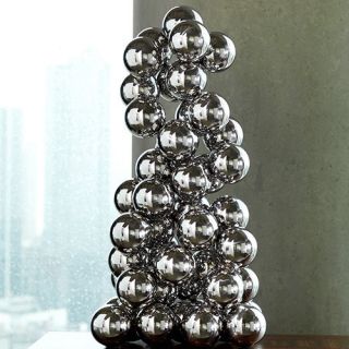 Tall Sphere Ball Table Top Sculpture Polished Chrome