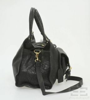 Badgley Mischka Black Pebbled Leather & Gold Buckle Claudette Handbag 