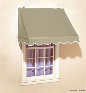   Scalloped Edge Retractable Window Door Awning Beige Awnings