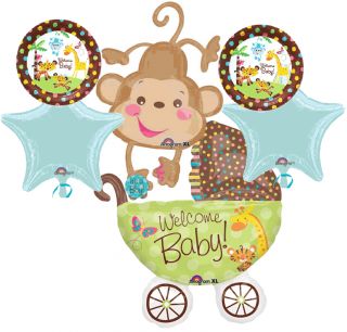    SAFARI ANIMAL MONKEY BOY BABY SHOWER BALLOONS DECORATIONS SUPPLIES