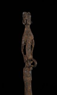 Bamana Bambara Old Iron Lamp w/ Figure Antique African Art Tribal 