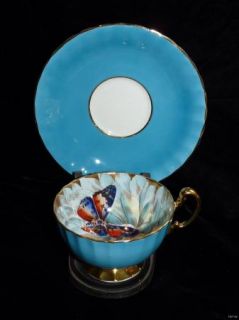 Aynsley Butterfly Chrysanthemum Hand Painted Cabinet Cup 