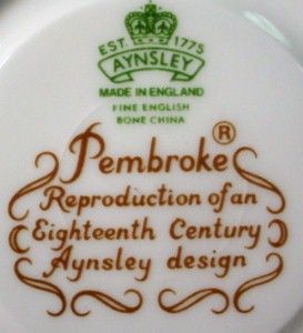 Aynsley China Pembroke Gold pttrn Cup Saucer Set