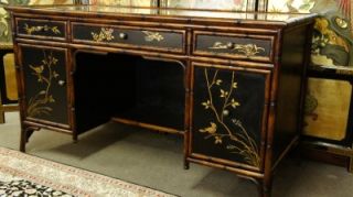 Bamboo Series Gold Chinoiserie Writing Desk Lacquer 54