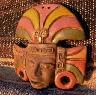 Sale Aztec Mayan Clay Warrior Mask Face Southwest Mexican Folk Art 