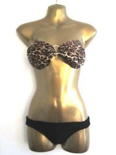 New GRRRR Brazilian Bandeau Bikini Cutaway Bum Style Animal Print UK10 