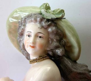 Dressel Kister 4.5 Half Doll. Famous Long Flowing Hair, Damaged Green 