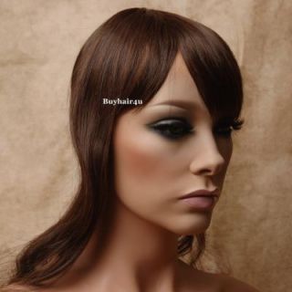 Clip in on Bangs Fringes Hairpieces Wigs Top Skin Cover Hair Toppers 9 