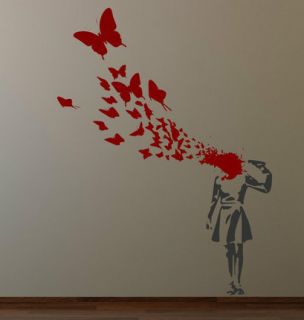 Banksy Suicide Butterflies Girl Wall Decal Sticker Streetart Classic 