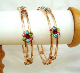   jewelry/jewellery multi colored CRYSTAL GOLD PLATED BANGLES/BRACELETS