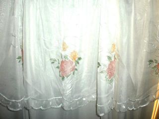 Window Curtain 2 Sheer Window Panels with Pink and Peach Flowers 54 x 
