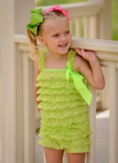   Sunshine Lime Petti Romper Baby Clothes Size Large 2 3 Years