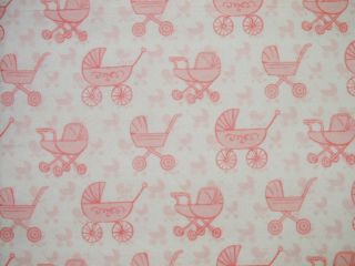 36x40 Pink Baby Carriage Pram Flannel Blanket Quilted Burp Cloth Pad 
