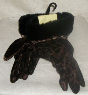 Ben Berger Luxury Collection Leopard Spots Black Cuff Womens Gloves 