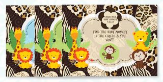   Tiger Giraffe Lion Monkey Baby Shower Invitations Invites
