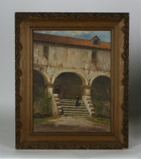   Impressionist Painting Mission Santa Barbara 1901 C A Rogers